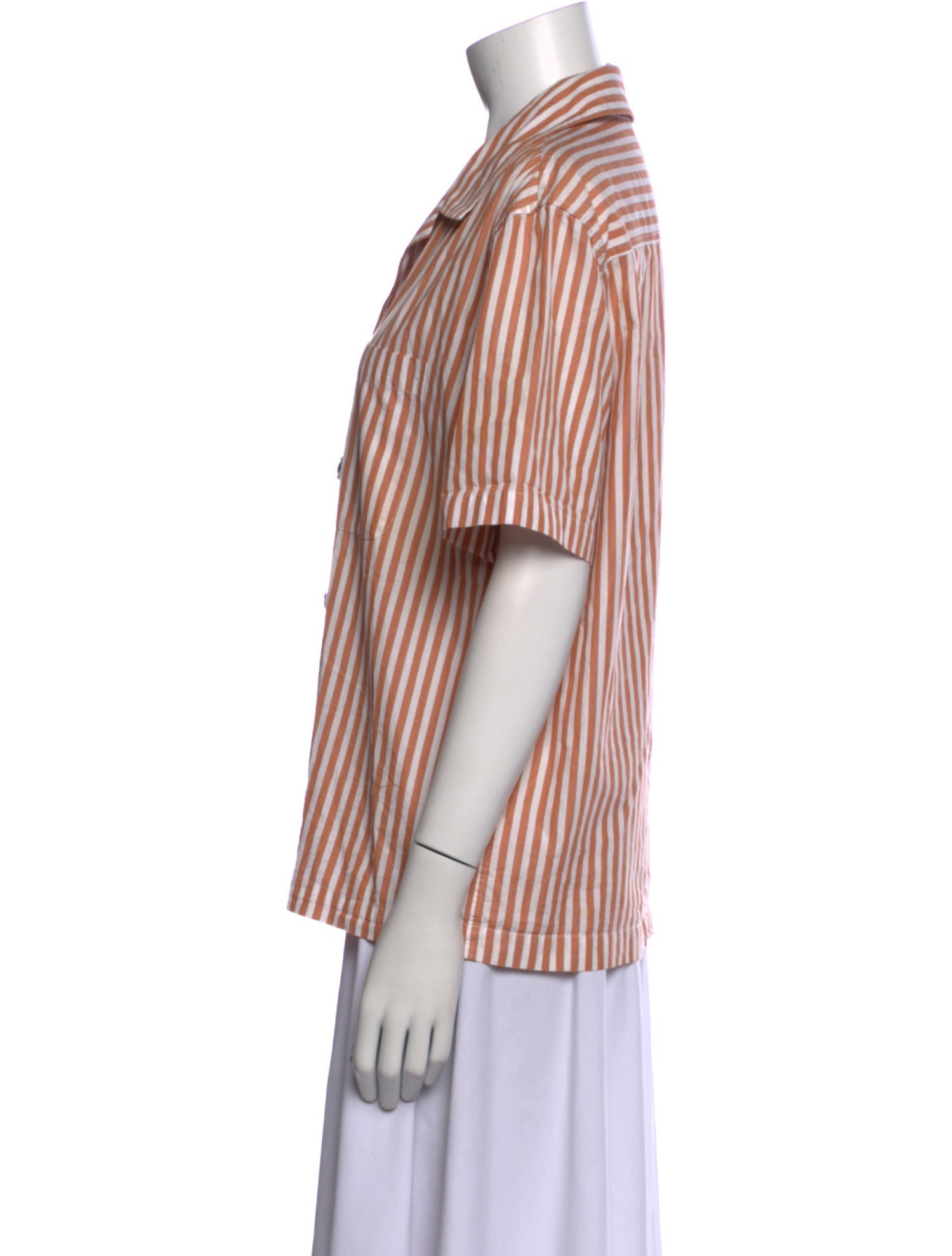 BODE Striped Short Sleeve Button-Up Top